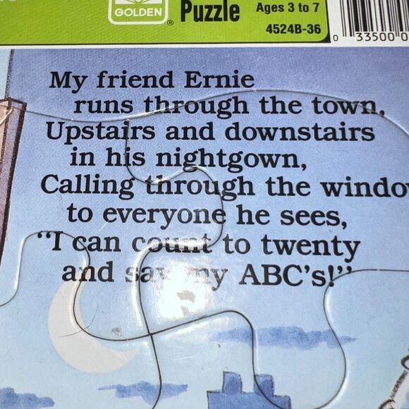 2 Vintage Golden Frame Sesame Street Tray Puzzles Big Bird & Ernie 12PC - Picture 5 of 7